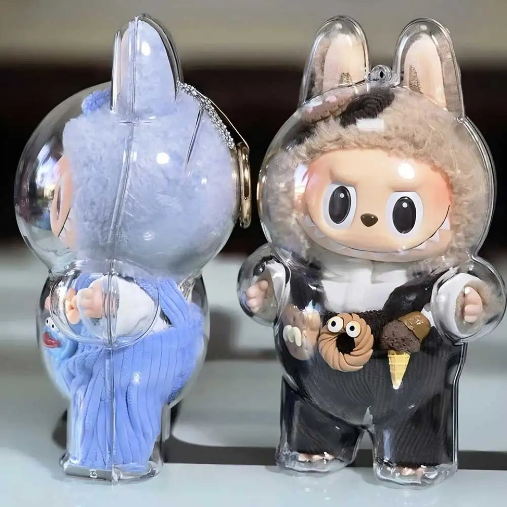 Labubu Transparent Protective Cover Monster Toy Elf Doll Cover Storage Box Cute Elf Plushie Display Cover for Party Dolls