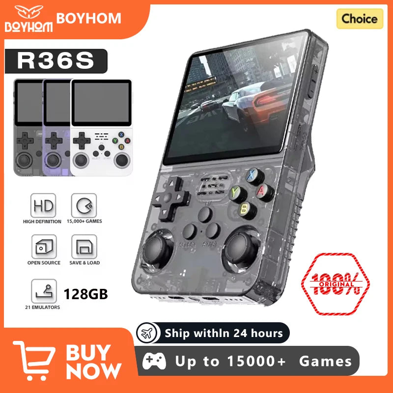 R36S Retro Handheld Game Console 64GB with 18000+ Games, 3.5" IPS Screen, Portable Linux Video Game Player, Pocket Emulator Console for Arcade, NES, PS1, GBA, MAME, and More Classic Games