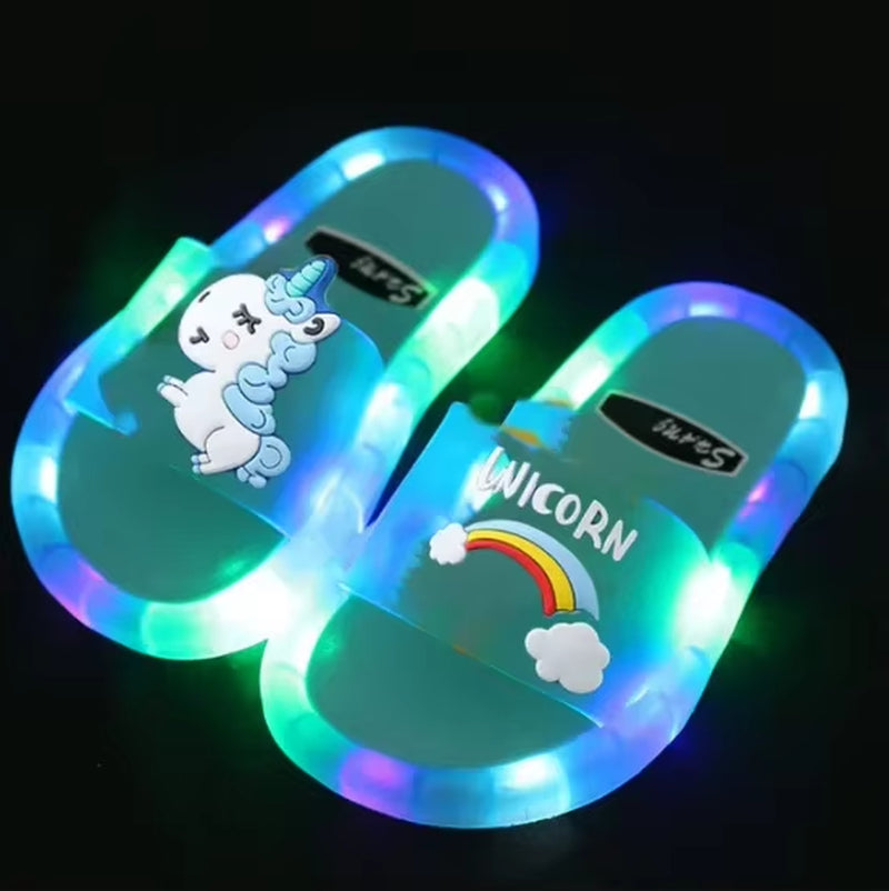 Unicorn Animals Prints Shoes Lighted Kids Slippers