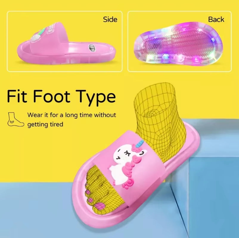 Unicorn Animals Prints Shoes Lighted Kids Slippers