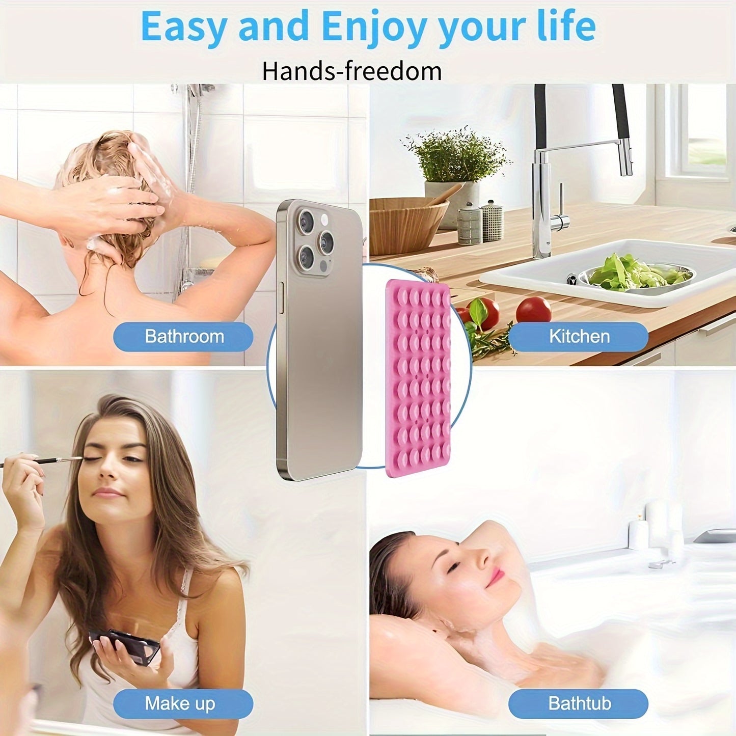Silicone Suction Cup Phone Case Mount Double Sided, Phone Accessories Hands-Free Strong Grip Holder for Selfies and Videos, Silicon Phone Stand for iPhone and Android