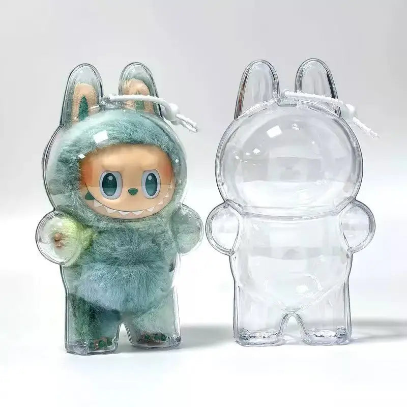 Labubu Transparent Protective Cover Monster Toy Elf Doll Cover Storage Box Cute Elf Plushie Display Cover for Party Dolls