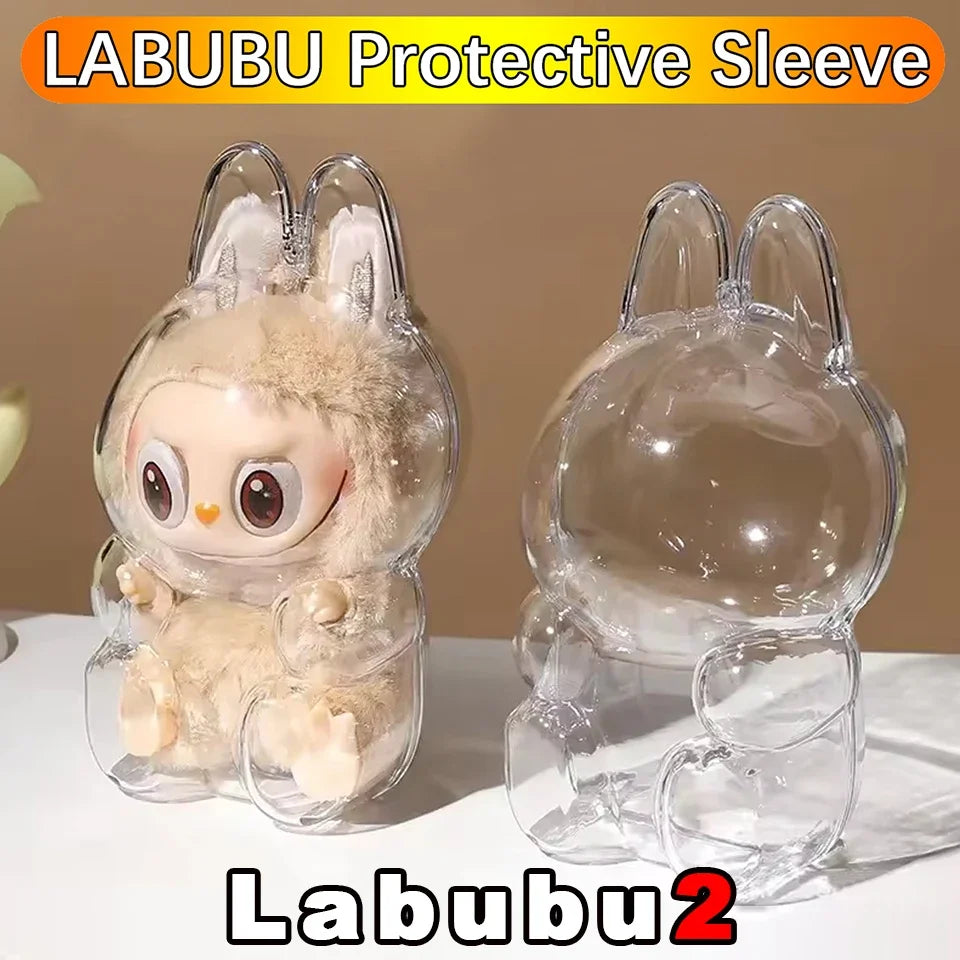 Labubu Transparent Protective Cover Monster Toy Elf Doll Cover Storage Box Cute Elf Plushie Display Cover for Party Dolls