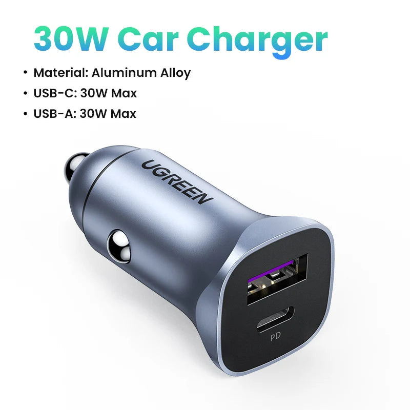 UGREEN 30W Car Charger USB Type C Fast Charger