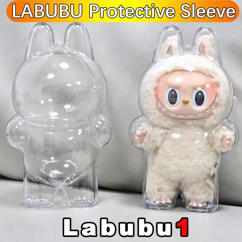 Labubu Transparent Protective Cover Monster Toy Elf Doll Cover Storage Box Cute Elf Plushie Display Cover for Party Dolls