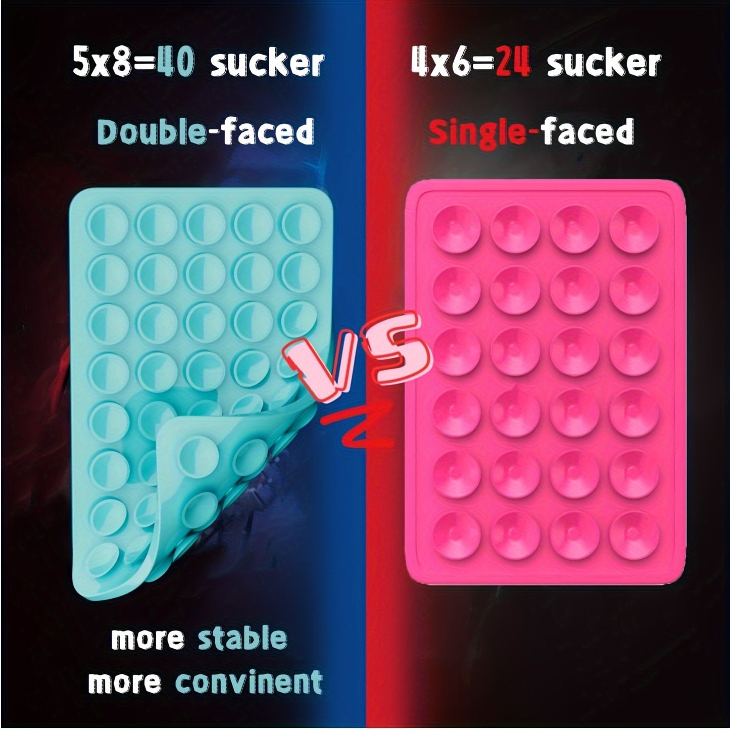 Silicone Suction Cup Phone Case Mount Double Sided, Phone Accessories Hands-Free Strong Grip Holder for Selfies and Videos, Silicon Phone Stand for iPhone and Android