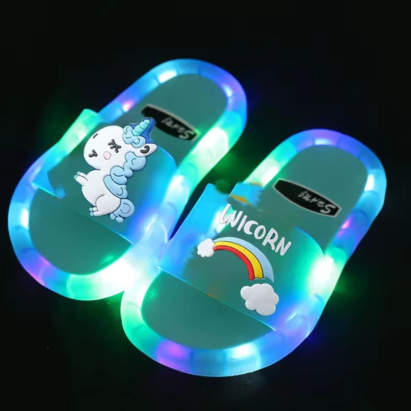 Unicorn Animals Prints Shoes Lighted Kids Slippers