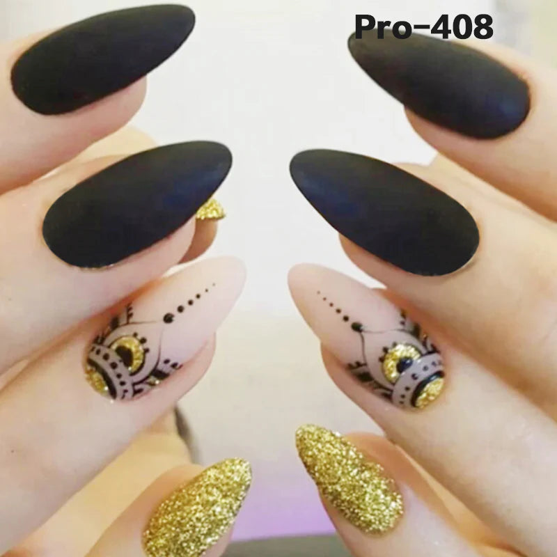 [Buy 6 Get 2]pro Mid-Length 401-500 Press on Nails 24Pcs/Sets Unique Design High Quality Reusable