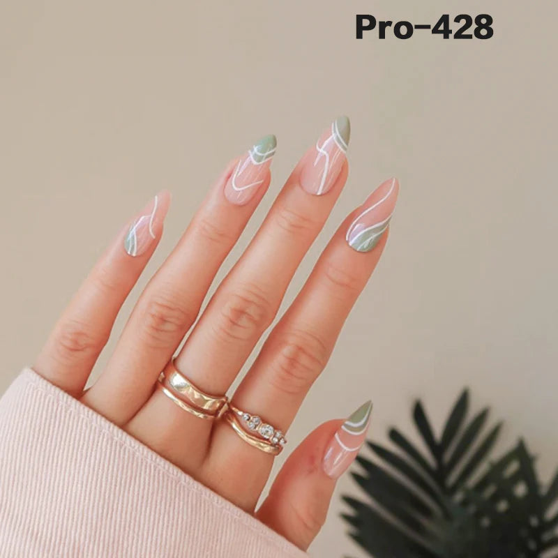 [Buy 6 Get 2]pro Mid-Length 401-500 Press on Nails 24Pcs/Sets Unique Design High Quality Reusable