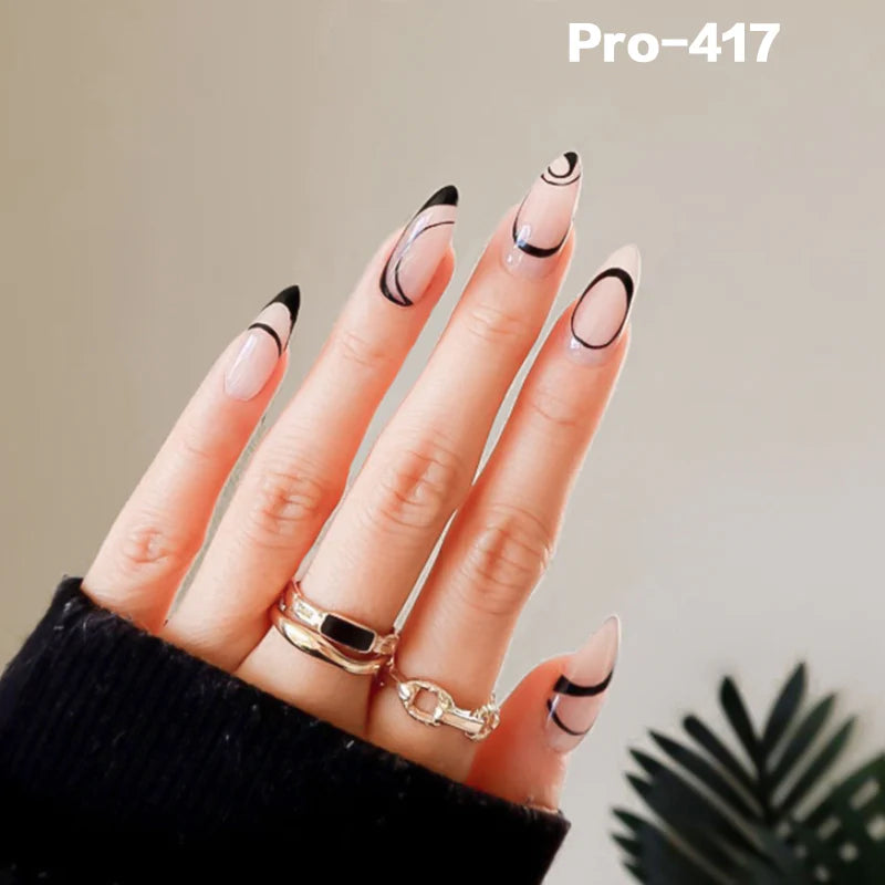 [Buy 6 Get 2]pro Mid-Length 401-500 Press on Nails 24Pcs/Sets Unique Design High Quality Reusable