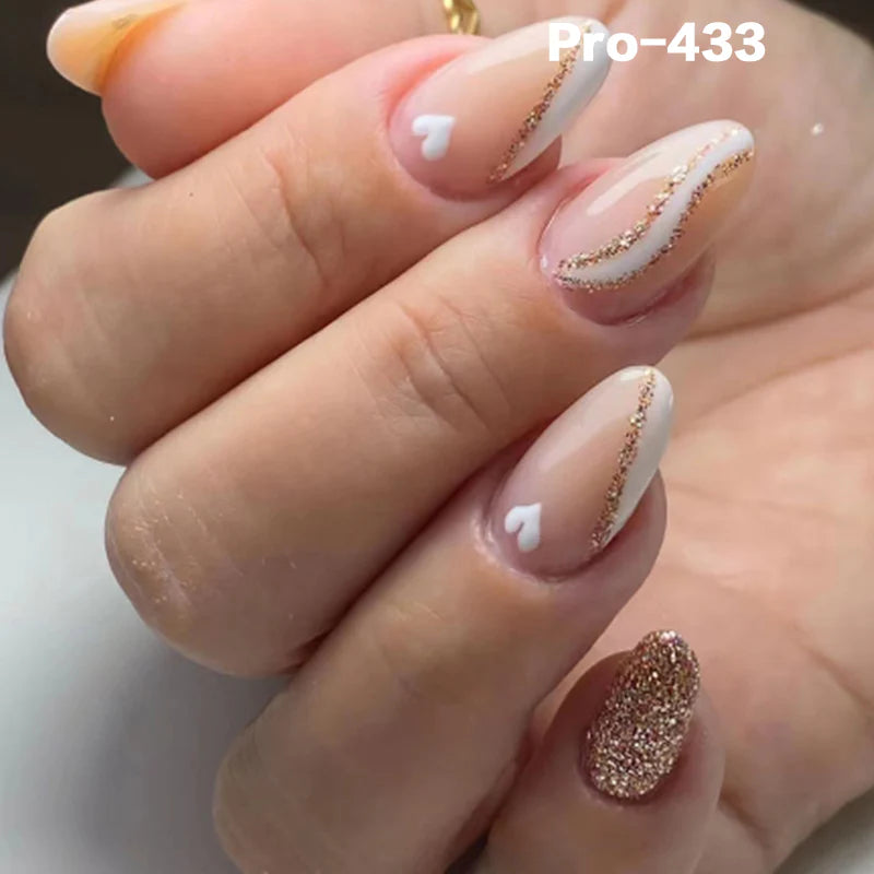 [Buy 6 Get 2]pro Mid-Length 401-500 Press on Nails 24Pcs/Sets Unique Design High Quality Reusable