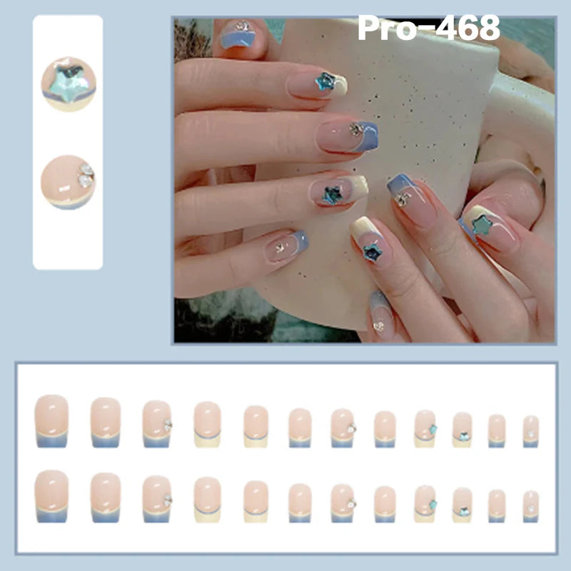 [Buy 6 Get 2]pro Mid-Length 401-500 Press on Nails 24Pcs/Sets Unique Design High Quality Reusable