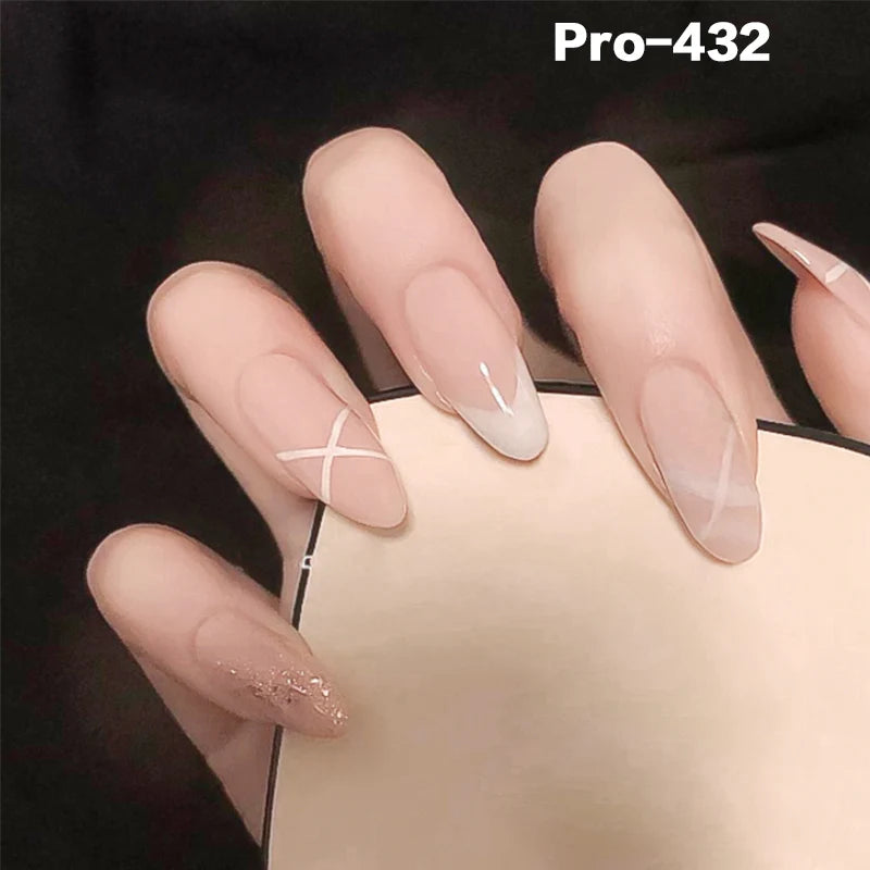 [Buy 6 Get 2]pro Mid-Length 401-500 Press on Nails 24Pcs/Sets Unique Design High Quality Reusable