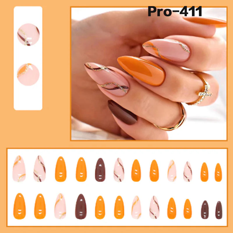 [Buy 6 Get 2]pro Mid-Length 401-500 Press on Nails 24Pcs/Sets Unique Design High Quality Reusable