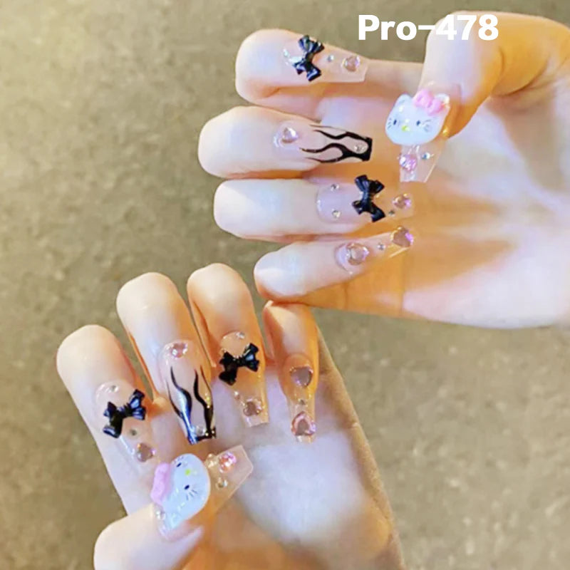 [Buy 6 Get 2]pro Mid-Length 401-500 Press on Nails 24Pcs/Sets Unique Design High Quality Reusable