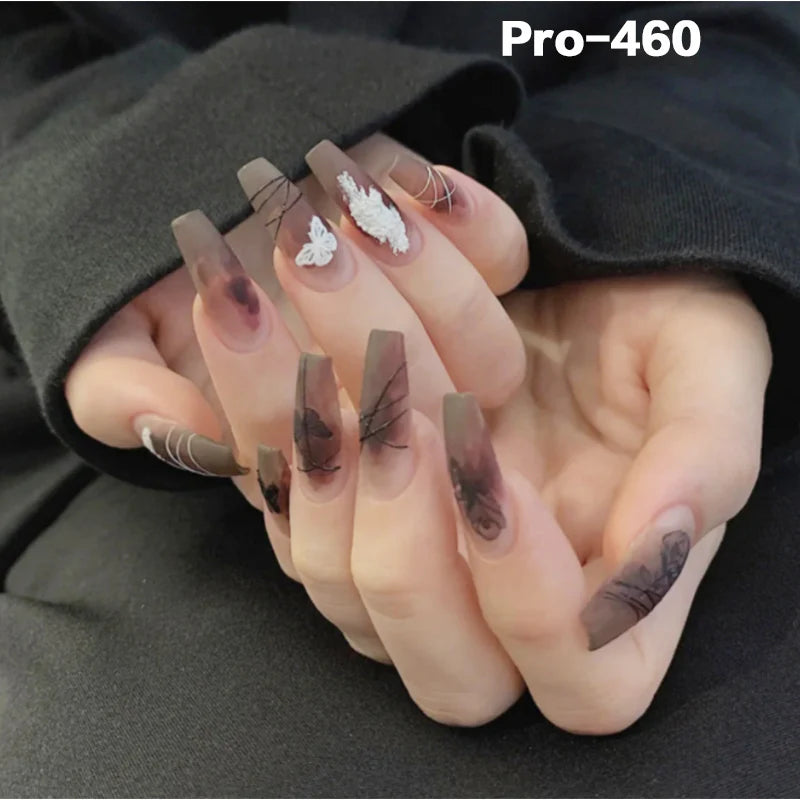 [Buy 6 Get 2]pro Mid-Length 401-500 Press on Nails 24Pcs/Sets Unique Design High Quality Reusable