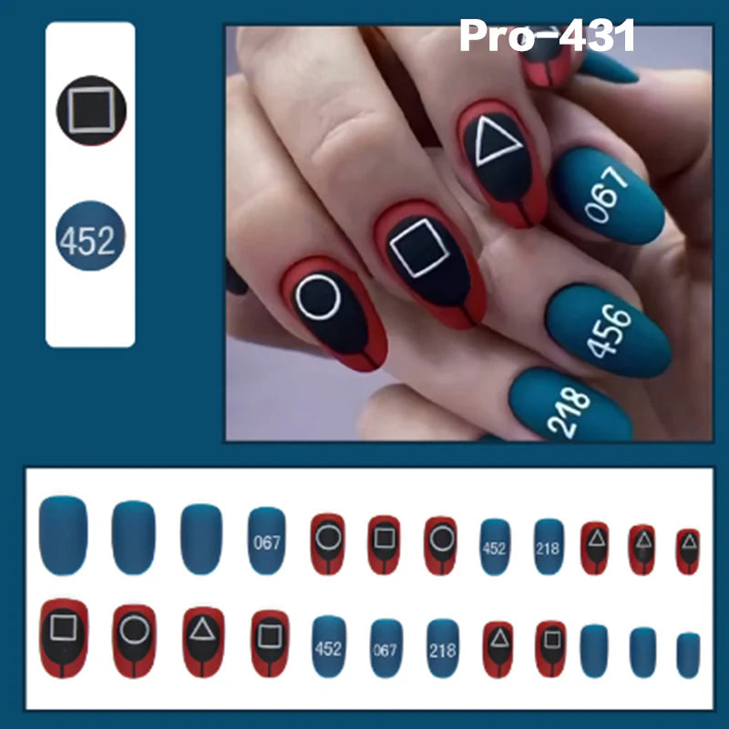 [Buy 6 Get 2]pro Mid-Length 401-500 Press on Nails 24Pcs/Sets Unique Design High Quality Reusable