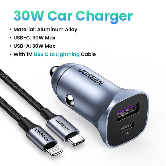 UGREEN 30W Car Charger USB Type C Fast Charger