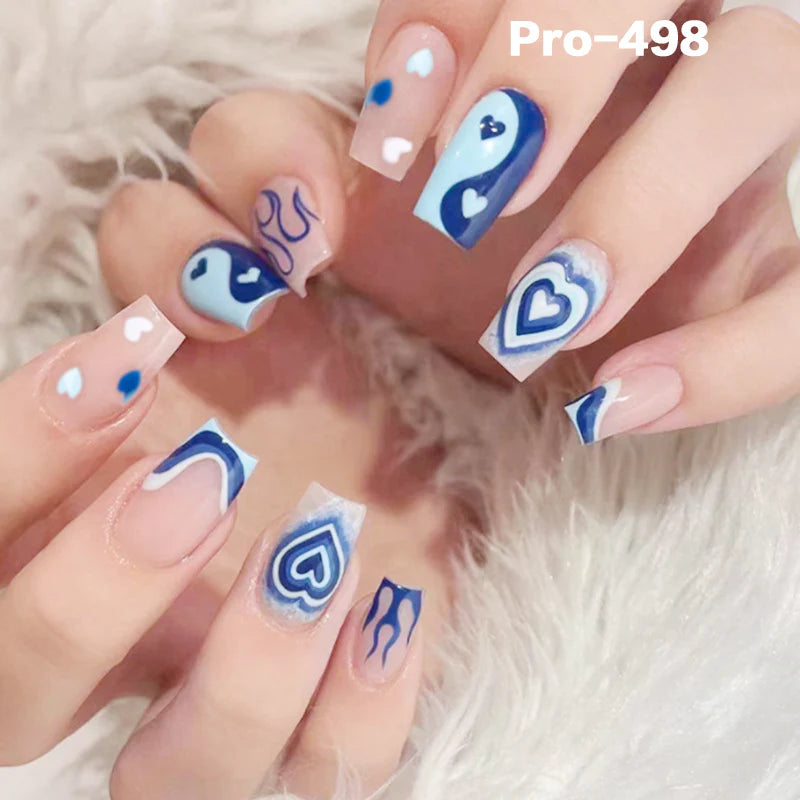 [Buy 6 Get 2]pro Mid-Length 401-500 Press on Nails 24Pcs/Sets Unique Design High Quality Reusable
