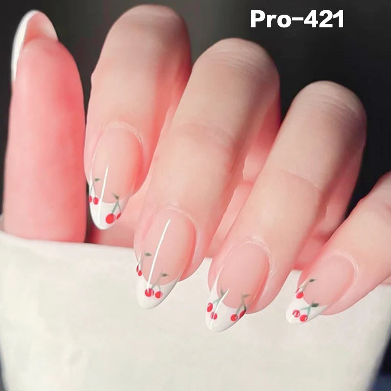 [Buy 6 Get 2]pro Mid-Length 401-500 Press on Nails 24Pcs/Sets Unique Design High Quality Reusable
