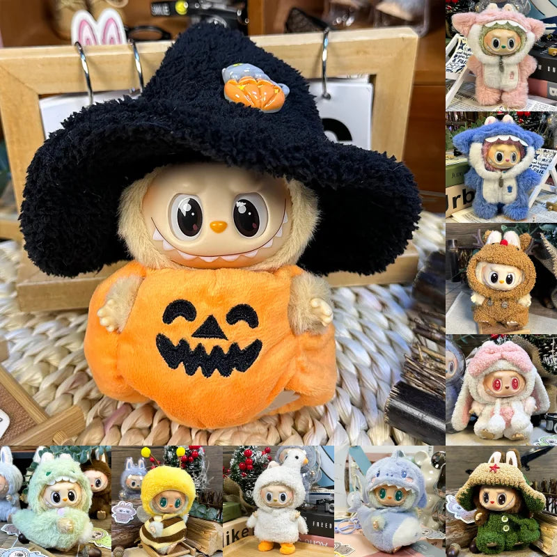 17Cm Cute Mini Plush Doll'S Clothes Outfit Accessories for Labubu Dolls Animal Style DIY Doll Clothes Accessories