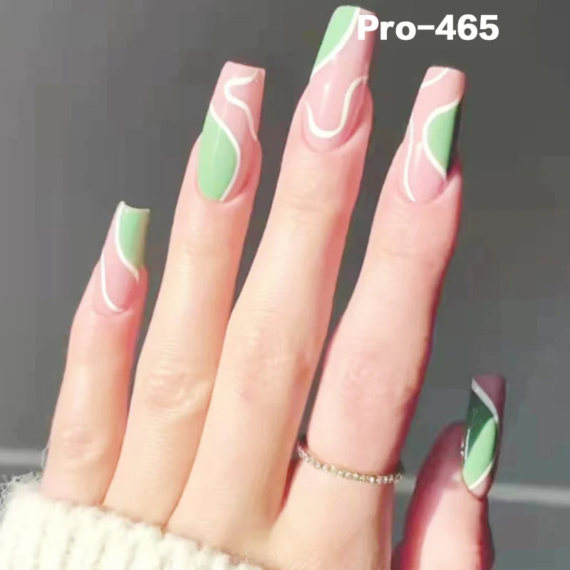 [Buy 6 Get 2]pro Mid-Length 401-500 Press on Nails 24Pcs/Sets Unique Design High Quality Reusable