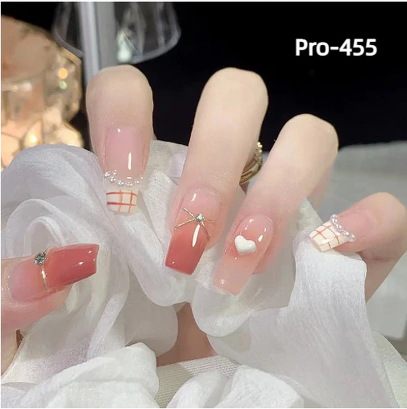 [Buy 6 Get 2]pro Mid-Length 401-500 Press on Nails 24Pcs/Sets Unique Design High Quality Reusable
