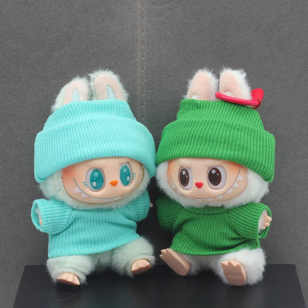Labubu Casual T-Shirt 2 Sets - Soft Cotton Outfits for 17Cm Vinyl Dolls with Everyday Style