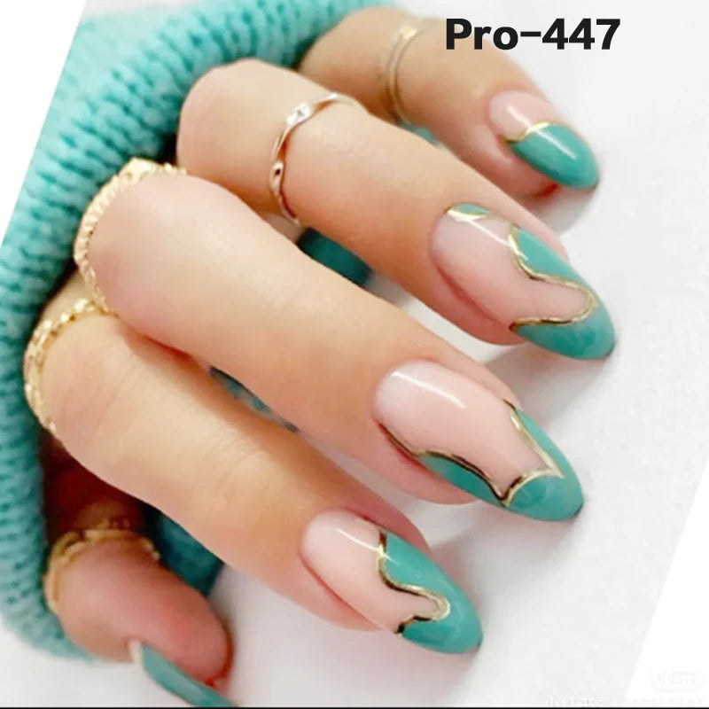 [Buy 6 Get 2]pro Mid-Length 401-500 Press on Nails 24Pcs/Sets Unique Design High Quality Reusable