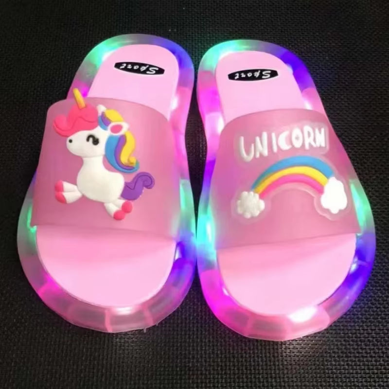 Unicorn Animals Prints Shoes Lighted Kids Slippers
