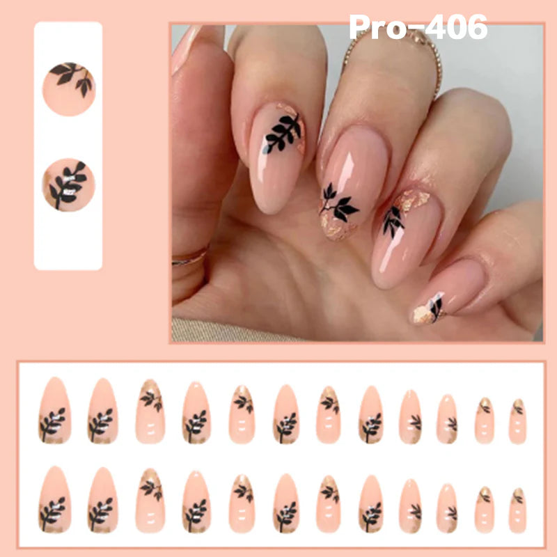 [Buy 6 Get 2]pro Mid-Length 401-500 Press on Nails 24Pcs/Sets Unique Design High Quality Reusable