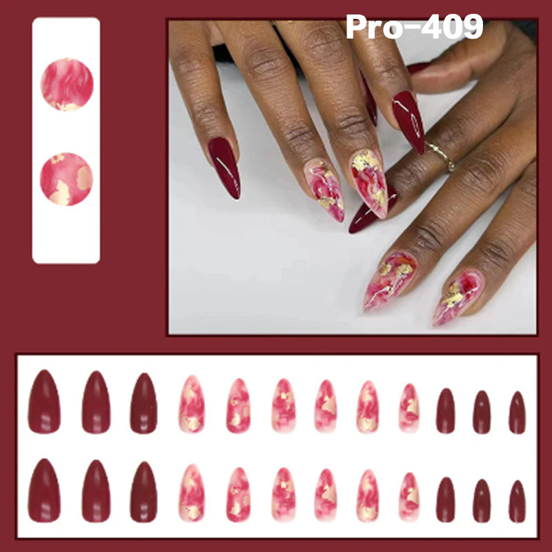 [Buy 6 Get 2]pro Mid-Length 401-500 Press on Nails 24Pcs/Sets Unique Design High Quality Reusable