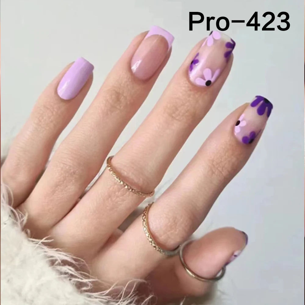 [Buy 6 Get 2]pro Mid-Length 401-500 Press on Nails 24Pcs/Sets Unique Design High Quality Reusable