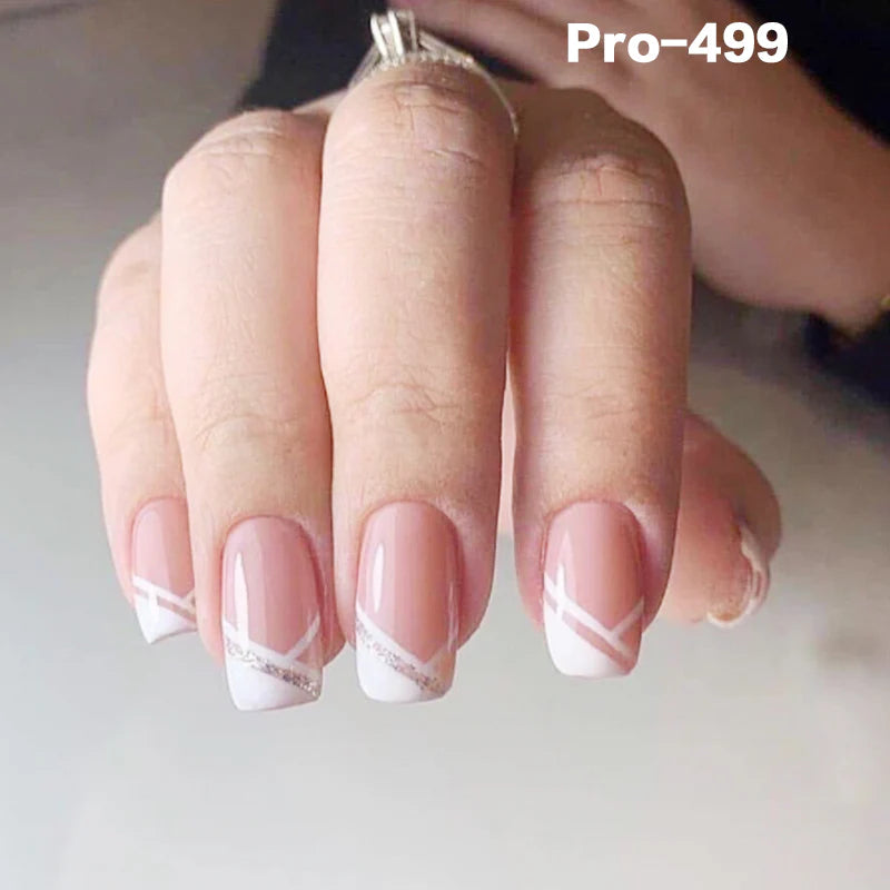 [Buy 6 Get 2]pro Mid-Length 401-500 Press on Nails 24Pcs/Sets Unique Design High Quality Reusable