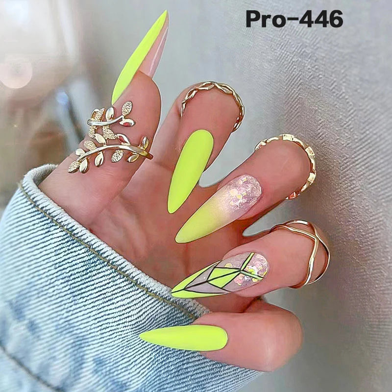 [Buy 6 Get 2]pro Mid-Length 401-500 Press on Nails 24Pcs/Sets Unique Design High Quality Reusable