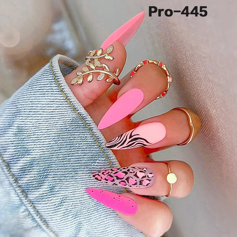 [Buy 6 Get 2]pro Mid-Length 401-500 Press on Nails 24Pcs/Sets Unique Design High Quality Reusable
