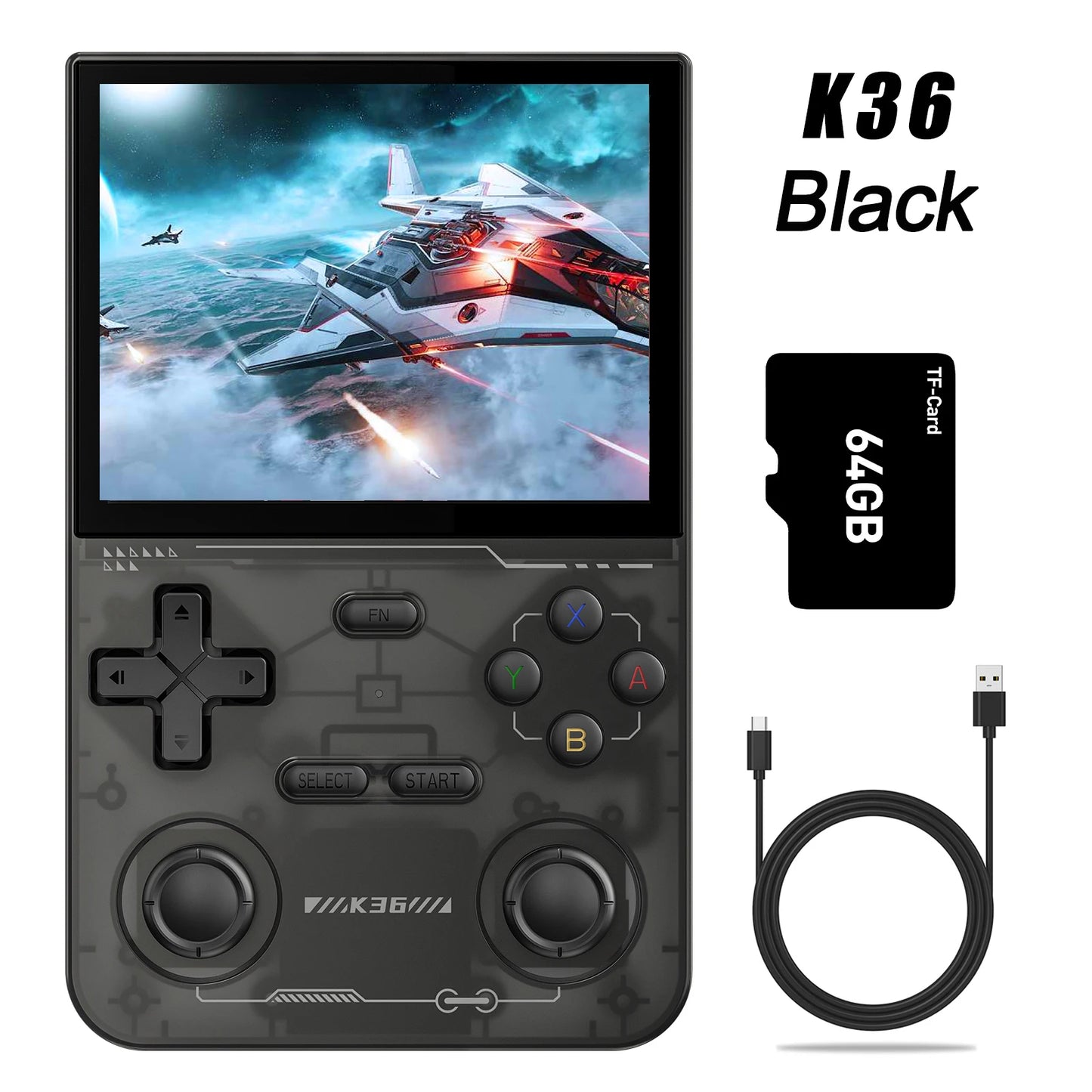 R36S Retro Handheld Video Game Console Linux System 3.5-inch IPS Screen Portable Handheld Video Player 64GB 15000 Games