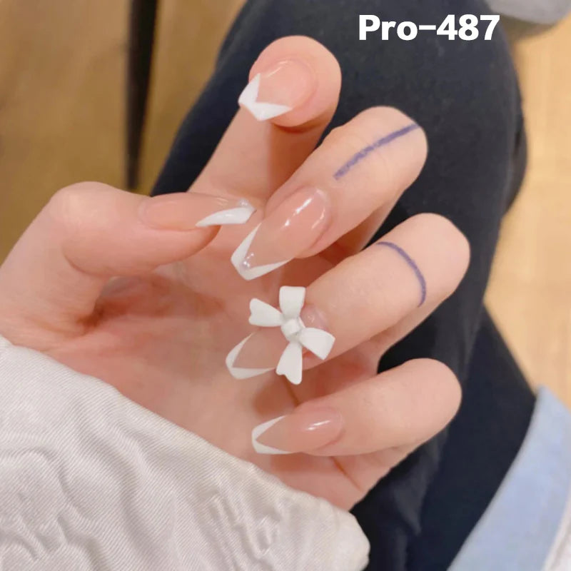[Buy 6 Get 2]pro Mid-Length 401-500 Press on Nails 24Pcs/Sets Unique Design High Quality Reusable