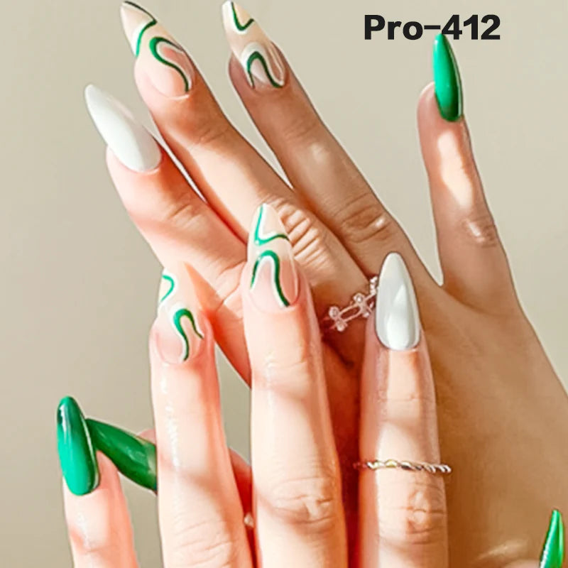 [Buy 6 Get 2]pro Mid-Length 401-500 Press on Nails 24Pcs/Sets Unique Design High Quality Reusable