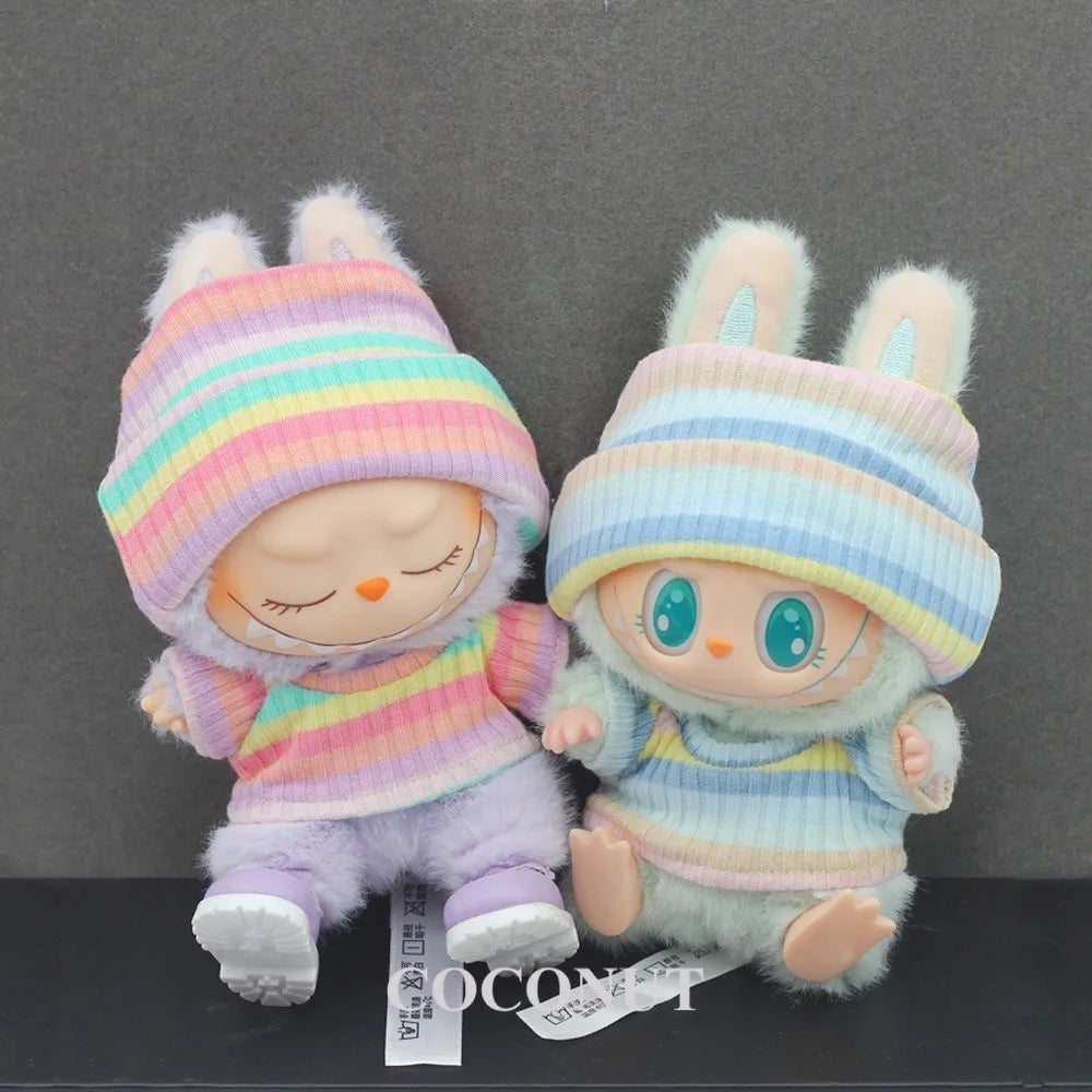 Labubu Casual T-Shirt 2 Sets - Soft Cotton Outfits for 17Cm Vinyl Dolls with Everyday Style