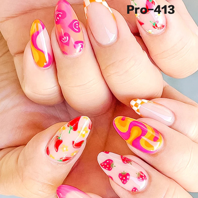 [Buy 6 Get 2]pro Mid-Length 401-500 Press on Nails 24Pcs/Sets Unique Design High Quality Reusable