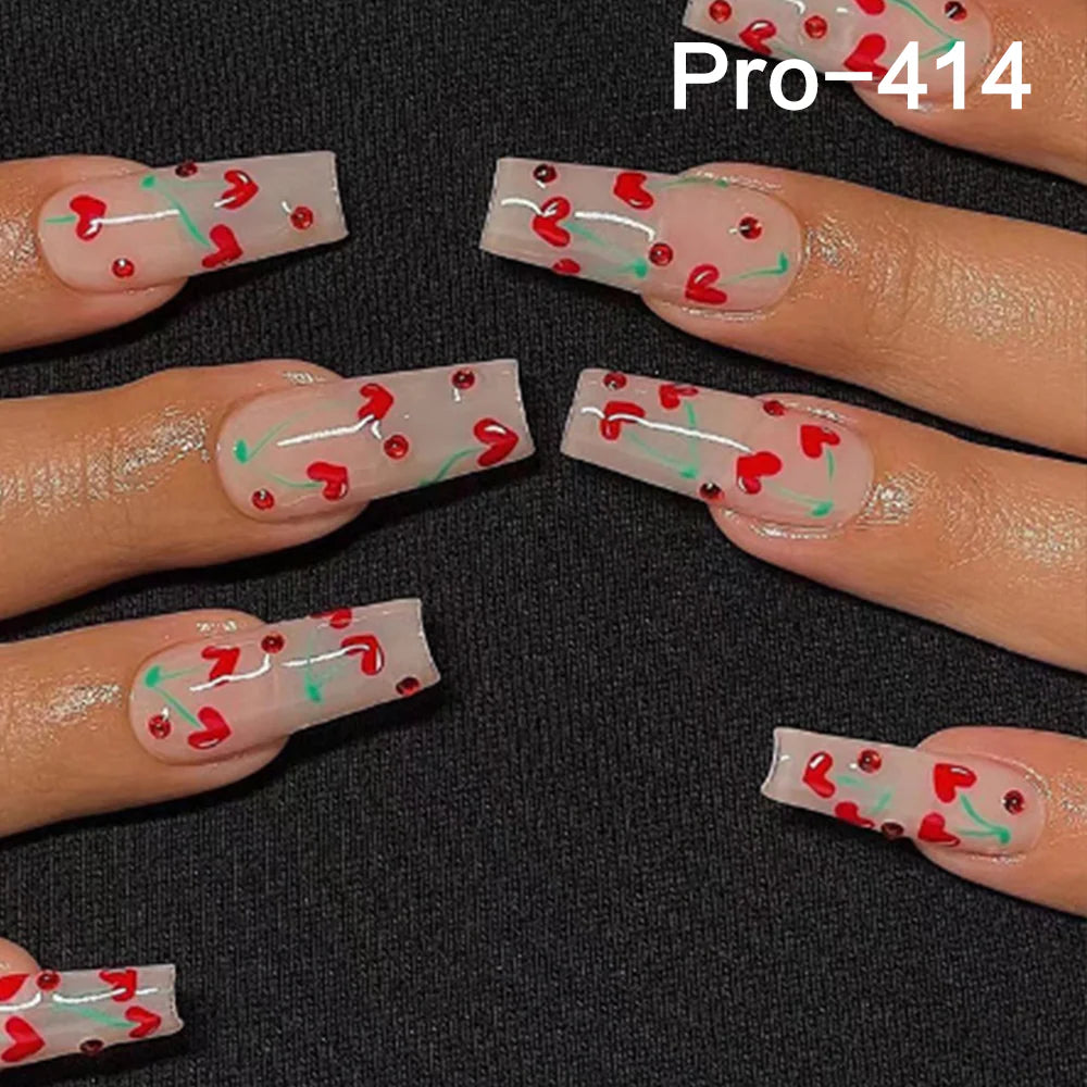 [Buy 6 Get 2]pro Mid-Length 401-500 Press on Nails 24Pcs/Sets Unique Design High Quality Reusable