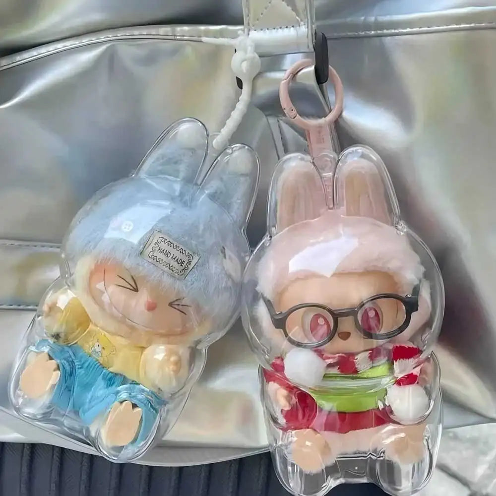 Labubu Transparent Protective Cover Monster Toy Elf Doll Cover Storage Box Cute Elf Plushie Display Cover for Party Dolls
