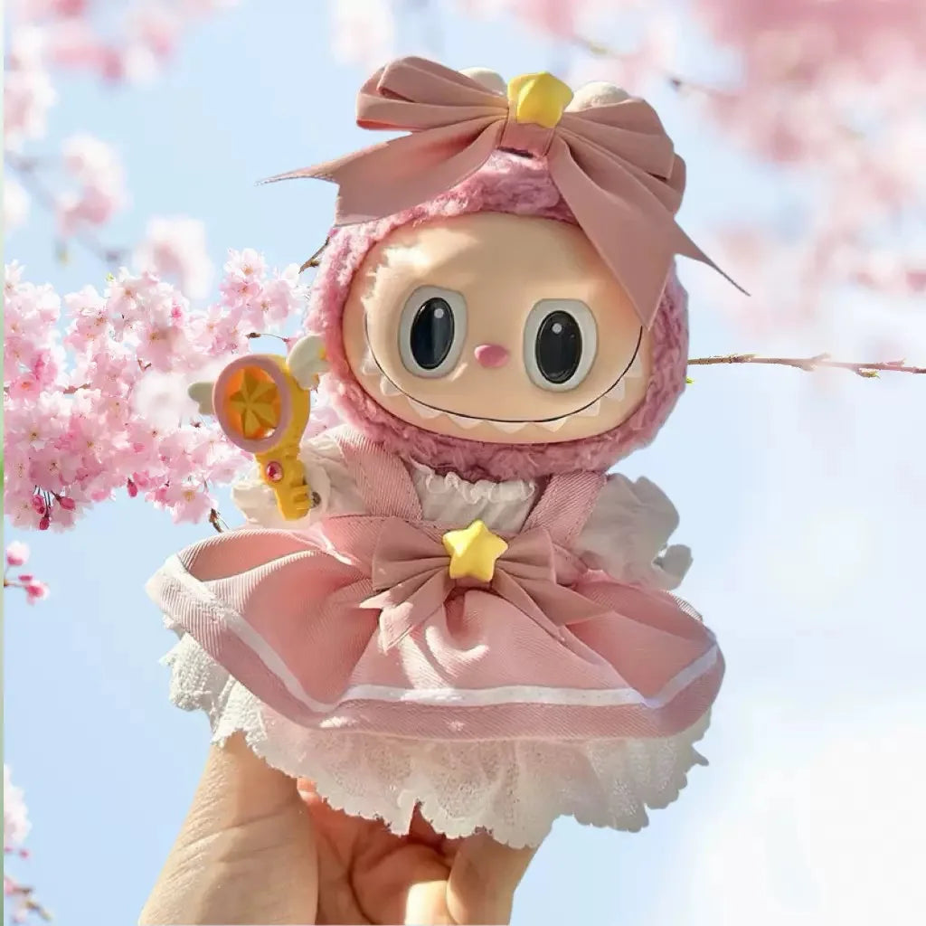 For 3.0 Labubu V1 V2 V3 Kawaii Sakura Princess Skirt Dresss for Ropa 15/17Cm Labubu Idol Dolls Skirt Doll Clothes Clothing