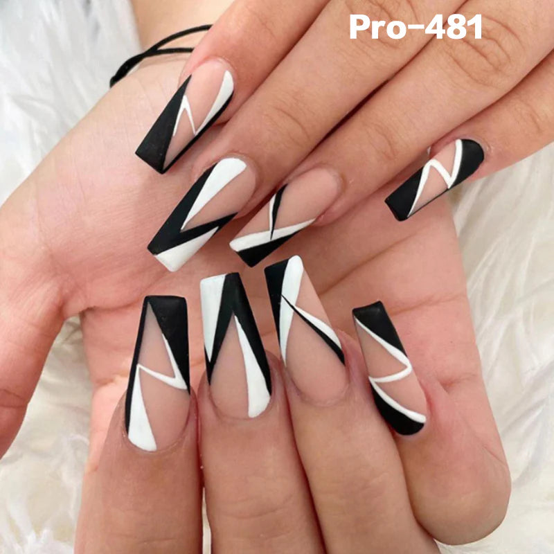[Buy 6 Get 2]pro Mid-Length 401-500 Press on Nails 24Pcs/Sets Unique Design High Quality Reusable