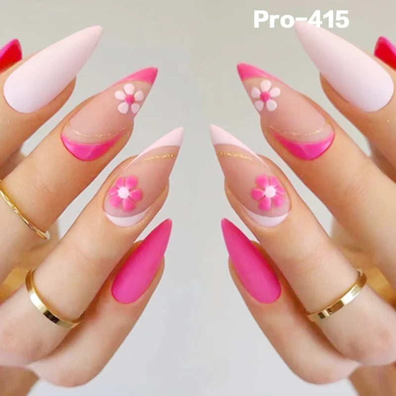 [Buy 6 Get 2]pro Mid-Length 401-500 Press on Nails 24Pcs/Sets Unique Design High Quality Reusable