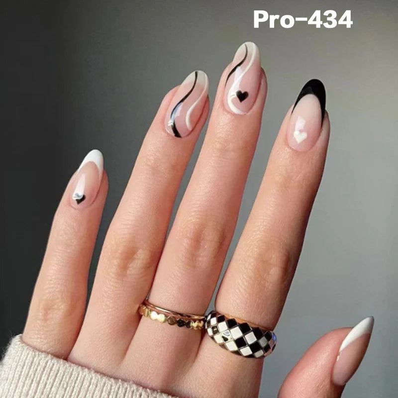 [Buy 6 Get 2]pro Mid-Length 401-500 Press on Nails 24Pcs/Sets Unique Design High Quality Reusable