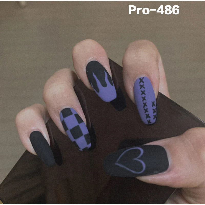 [Buy 6 Get 2]pro Mid-Length 401-500 Press on Nails 24Pcs/Sets Unique Design High Quality Reusable