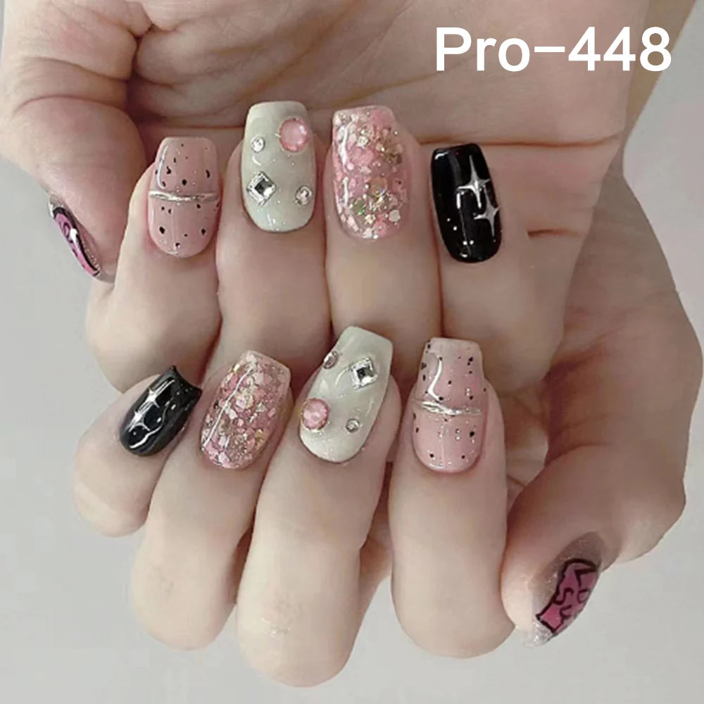 [Buy 6 Get 2]pro Mid-Length 401-500 Press on Nails 24Pcs/Sets Unique Design High Quality Reusable