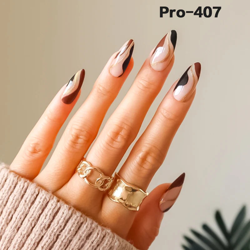[Buy 6 Get 2]pro Mid-Length 401-500 Press on Nails 24Pcs/Sets Unique Design High Quality Reusable
